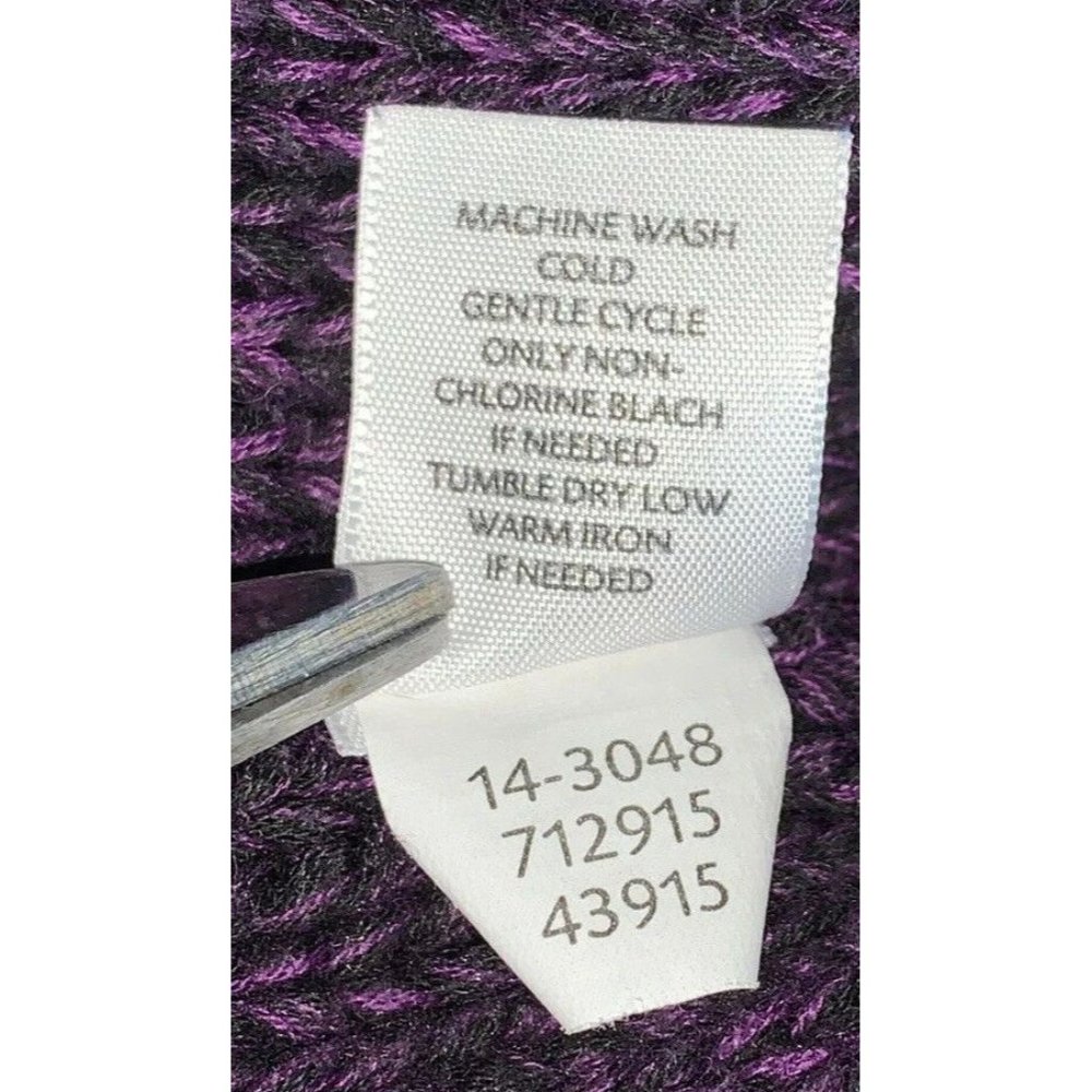 J. Jill Sz MEDIUM Sweater Purple Black Marled Chunky Knit Pullover Cotton EUC - Picture 9 of 9